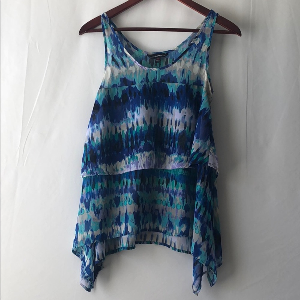 Rock & Republic Tank Top High Low XS Layered Sheer Breathable Summer Lightweight